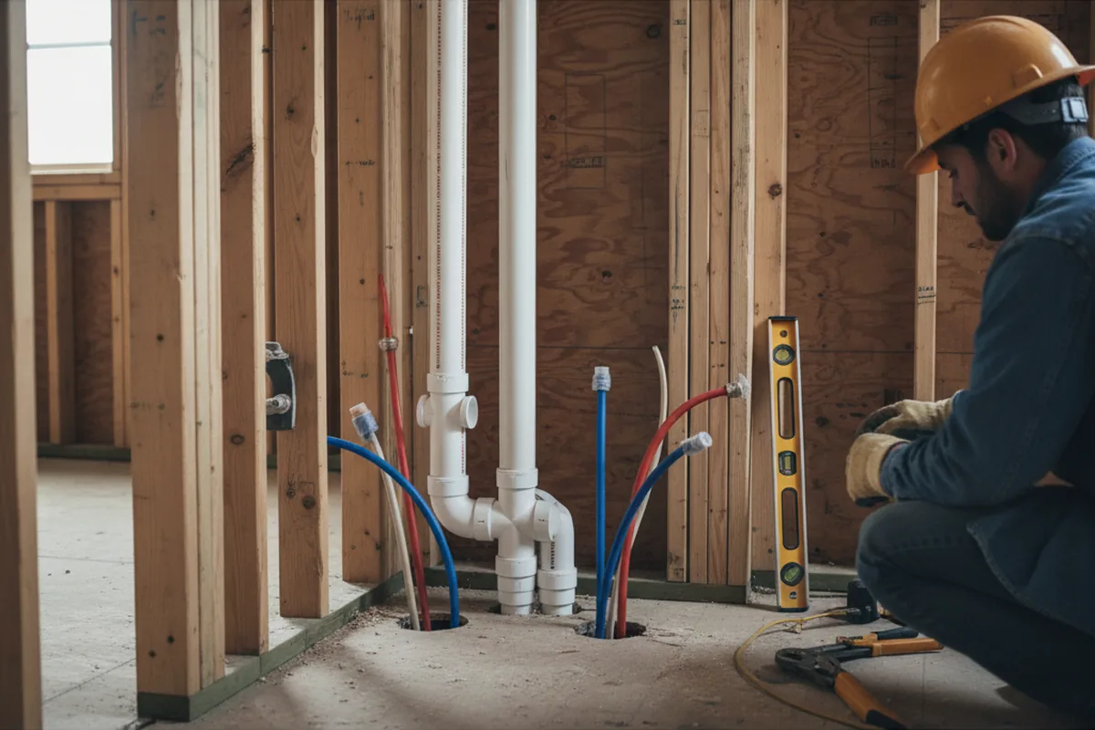 Drain and supply rough-in during Toilet Repair and Installation in Grantham